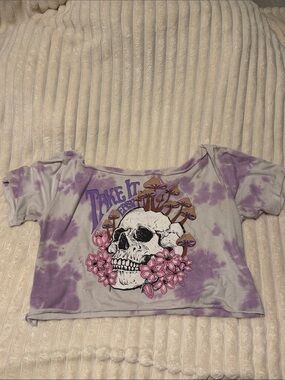🔴 Tie-Dye Lavender Cropped Tee